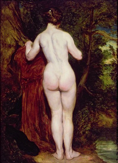 Staande vrouwelijke naakt bij een stroom, 1825 door William Etty